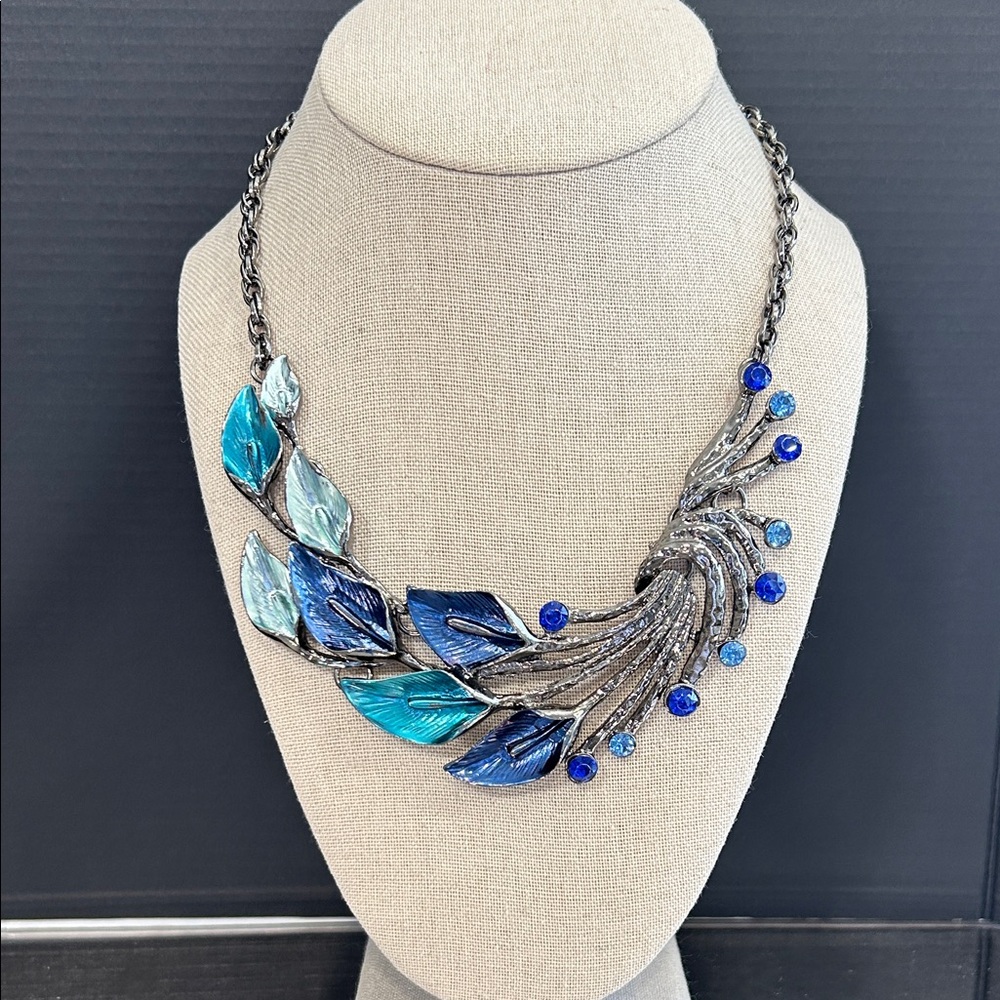 Blue Leaf Statement Necklace - Women Jewelry